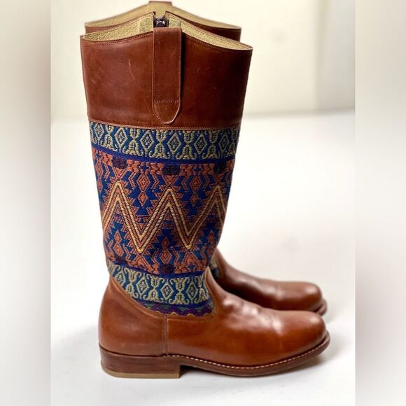 Teysha Leather Riding Boots/Aztec Textile - Picture 1 of 15